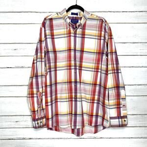 Pendleton Plaid Long Sleeve Cotton Button Down Shirt Size XL